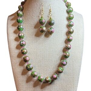 Vintage Cake bead Necklace and Earring Set 1940’s-1960’s
